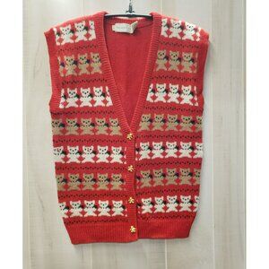 Vintage The Eagle's Eye Medium M Novelty Teddy Bears 100% Wool Sweater Vest